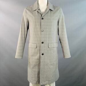 EIDOS Size 42 Black White Houndstooth Cotton Blend Button Up Coat